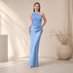 Plus size maxi dress with asymmetric neckline