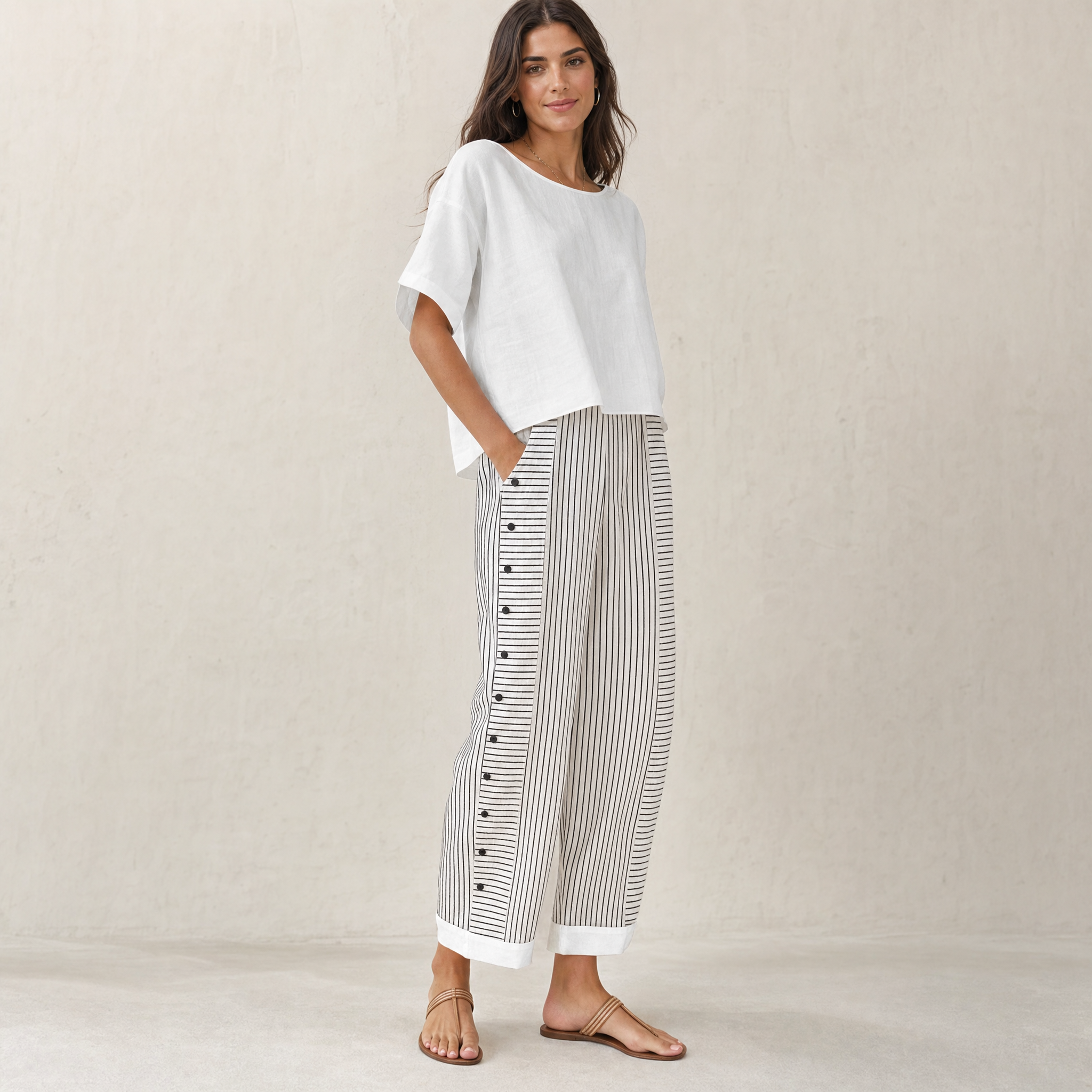 Barbara Collection | Linen Pants Women with Side Pockets | Comfortable Fit for Effortless Style