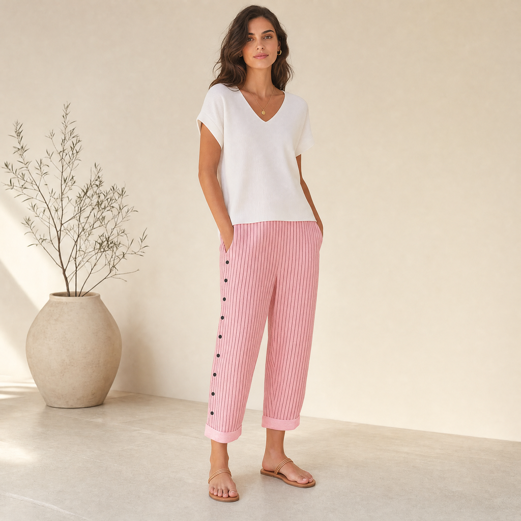 Barbara Collection | Linen Pants Women with Side Pockets | Comfortable Fit for Effortless Style