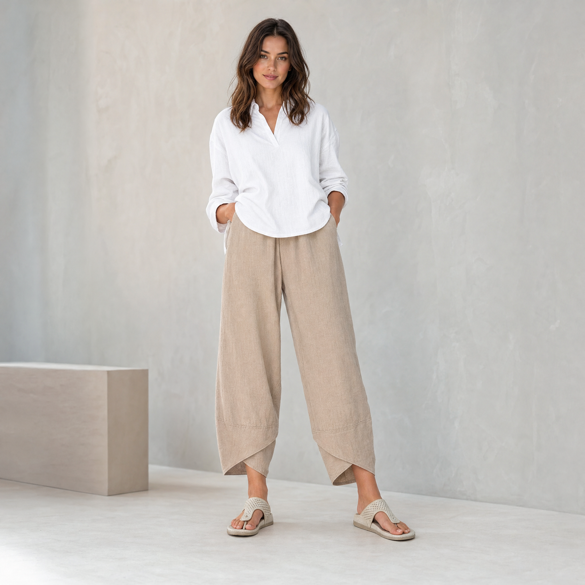 Breathable linen pants for women