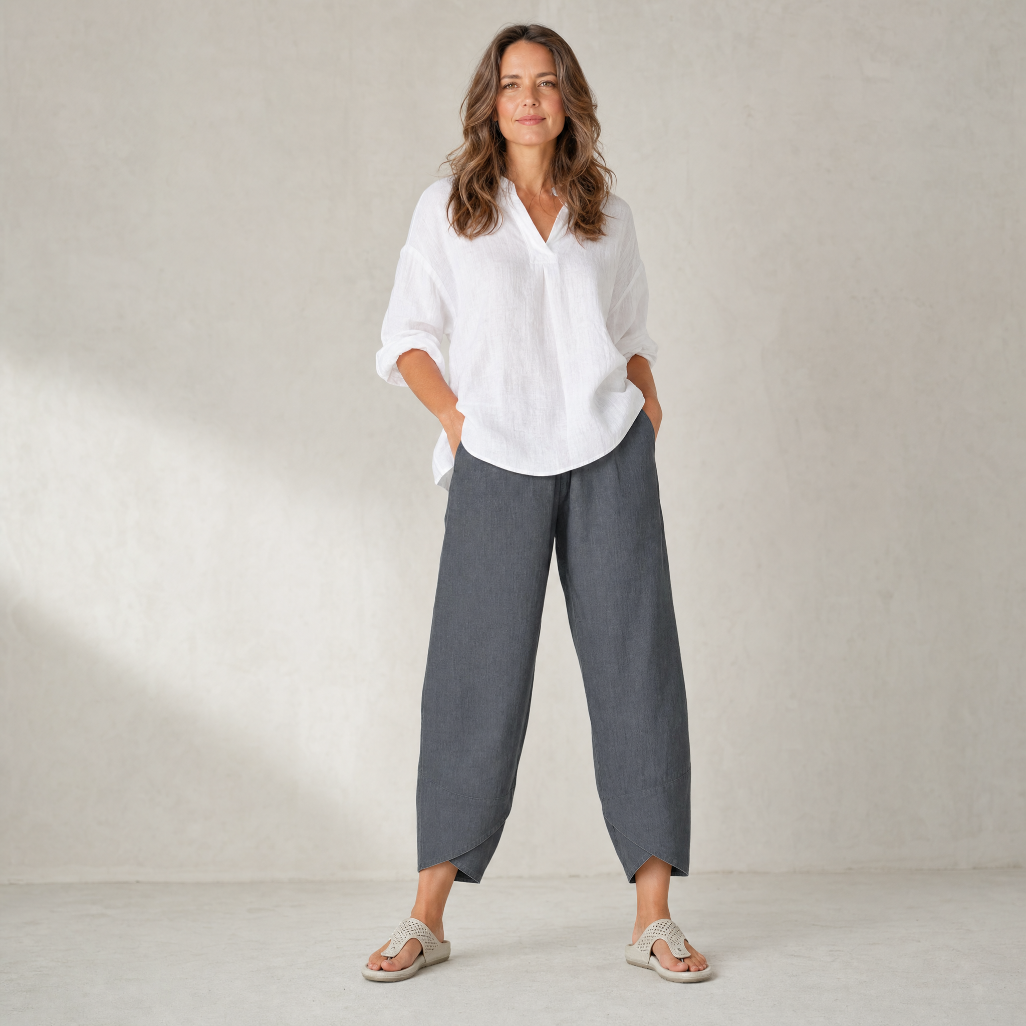 Breathable linen pants for women