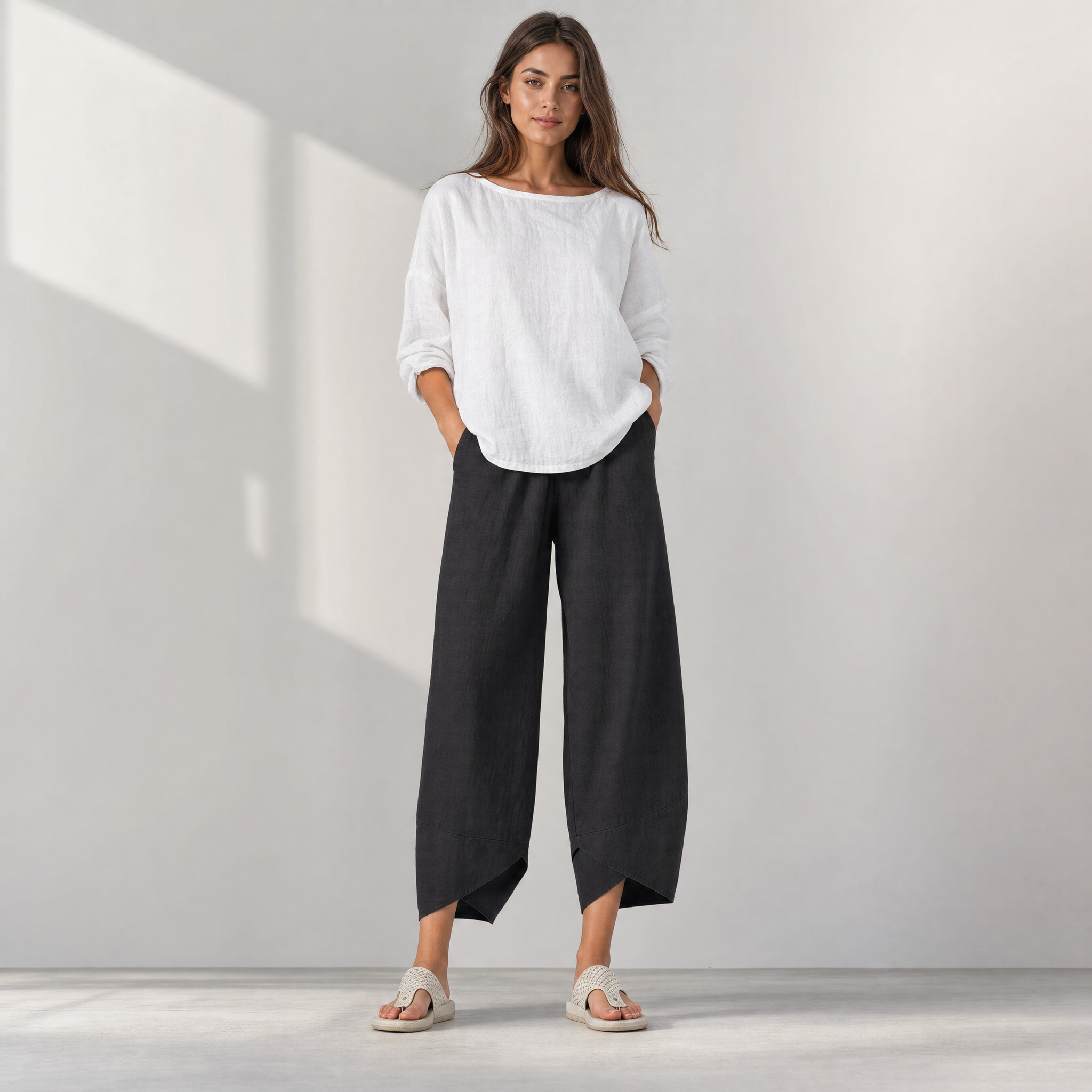 Breathable linen pants for women