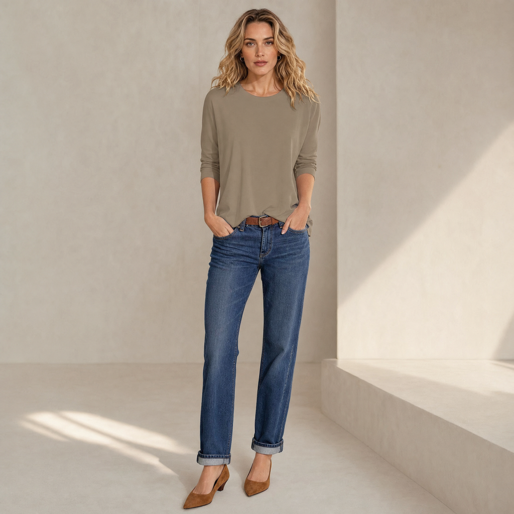 Stella | Women's Casual 3/4 Sleeve Top with Relaxed Fit | Versatile Layering Essential
