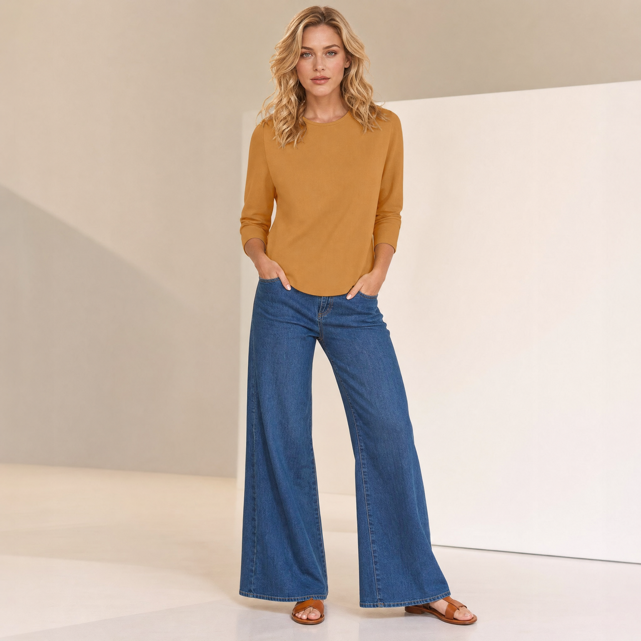 Stella | Women's Casual 3/4 Sleeve Top with Relaxed Fit | Versatile Layering Essential